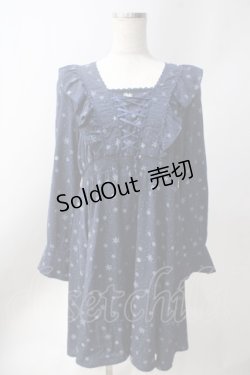 画像1: axes femme POETIQUE / 雪の結晶ワンピース  紺 Y-25-06-20-093-AX-OP-SZ-ZT072