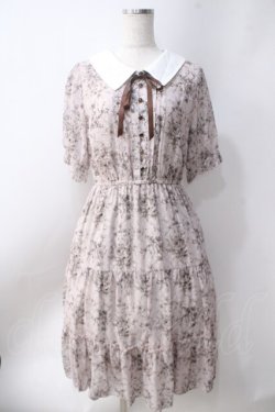 画像1: axes femme / ブーケ線画柄ドットドビーワンピース  ピンク Y-25-06-20-095-AX-OP-SZ-ZY