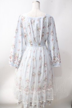 画像2: axes femme / ラッフルフリルレース花柄ワンピース  サックス Y-25-06-20-096-AX-OP-SZ-ZY