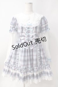 Angelic Pretty / Dolly Girl付け袖ワンピース(タータン)  サックス Y-25-06-20-104-AP-OP-SZ-ZY