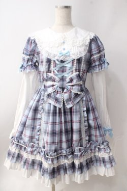 画像1: Angelic Pretty / Dolly Girl付け袖ワンピース(タータン)  サックス Y-25-06-20-104-AP-OP-SZ-ZY