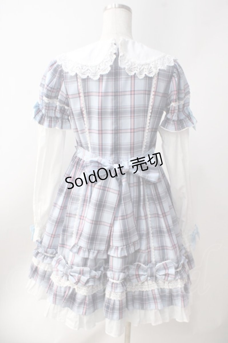 画像2: Angelic Pretty / Dolly Girl付け袖ワンピース(タータン)  サックス Y-25-06-20-104-AP-OP-SZ-ZY (2)