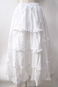 Chalmiere / クラシックコットンスカート  白 Y-25-06-20-105-LO-SK-SZ-ZI
