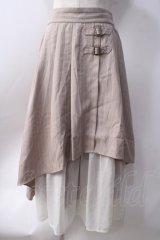 axes femme / シフォン切替ストライプスカート  ベージュ Y-25-06-20-109-AX-SK-SZ-ZY