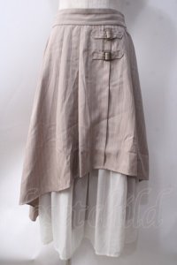 axes femme / シフォン切替ストライプスカート  ベージュ Y-25-06-20-109-AX-SK-SZ-ZI