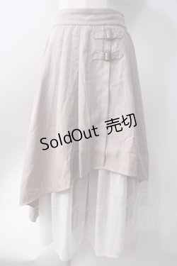 画像1: axes femme / シフォン切替ストライプスカート  ベージュ Y-25-06-20-109-AX-SK-SZ-ZI