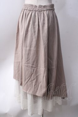 画像2: axes femme / シフォン切替ストライプスカート  ベージュ Y-25-06-20-109-AX-SK-SZ-ZY