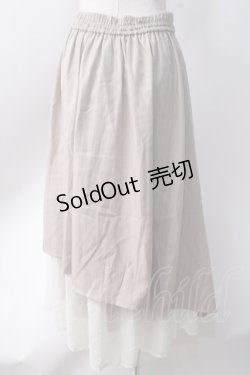 画像2: axes femme / シフォン切替ストライプスカート  ベージュ Y-25-06-20-109-AX-SK-SZ-ZI