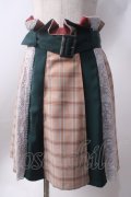 axes femme POETIQUE / チェック切り替スカート  グリーン×ベージュ Y-25-06-20-113-AX-SK-SZ-ZY
