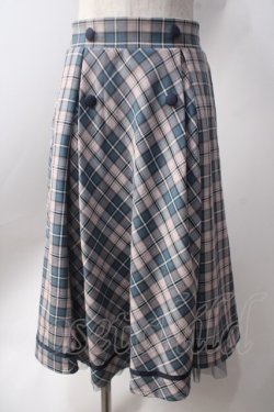 画像1: axes femme POETIQUE / チェックタックデザインスカート  サックス×ピンク Y-25-06-20-114-AX-SK-SZ-ZY