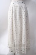 axes femme / チュール花柄ミディスカート  白 Y-25-06-20-119-AX-SK-SZ-ZY