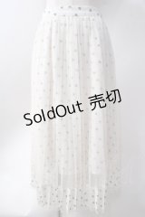 axes femme / チュール花柄ミディスカート  白 Y-25-06-20-119-AX-SK-SZ-ZY
