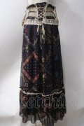 axes femme / 2way総柄スカート  紺 Y-25-06-20-120-AX-SK-SZ-ZY