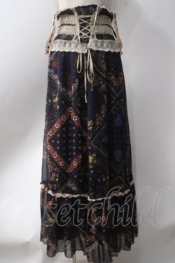 画像1: axes femme / 2way総柄スカート  紺 Y-25-06-20-120-AX-SK-SZ-ZY