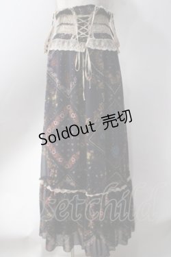 画像1: axes femme / 2way総柄スカート  紺 Y-25-06-20-120-AX-SK-SZ-ZY