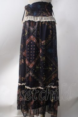 画像2: axes femme / 2way総柄スカート  紺 Y-25-06-20-120-AX-SK-SZ-ZY