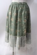 axes femme / チュール配色ブーケスカート  グリーン Y-25-06-20-128-AX-SK-SZ-ZY