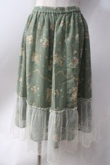 axes femme / チュール配色ブーケスカート  グリーン Y-25-06-20-128-AX-SK-SZ-ZY