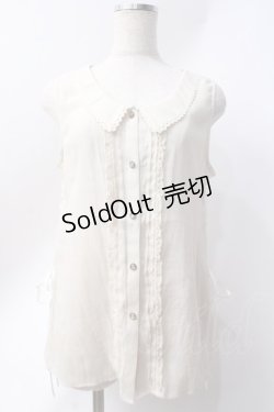 画像1: axes femme / レースアップノースリブラウス  生成り Y-25-06-20-014-AX-BL-SZ-ZY