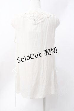 画像3: axes femme / レースアップノースリブラウス  生成り Y-25-06-20-014-AX-BL-SZ-ZY