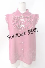 axes femme POETIQUE / パイピングフリルリボンブラウス  ピンク Y-25-06-20-015-AX-BL-SZ-ZY
