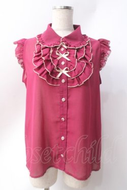 画像1: axes femme POETIQUE / パイピングフリルリボンブラウス  ピンク Y-25-06-20-015-AX-BL-SZ-ZY