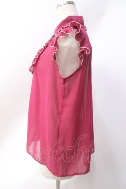 画像2: axes femme POETIQUE / パイピングフリルリボンブラウス  ピンク Y-25-06-20-015-AX-BL-SZ-ZY