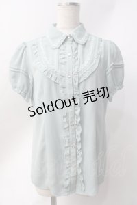 axes femme / レース襟付きフリルブラウス  ミント Y-25-06-20-021-AX-BL-SZ-ZY