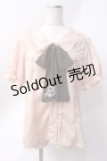 axes femme / シャドーストライプパフスリーブブラウス  ピンク Y-25-06-20-025-AX-BL-SZ-ZY
