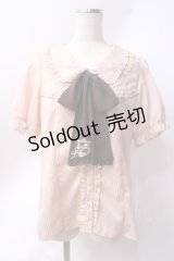 axes femme / シャドーストライプパフスリーブブラウス  ピンク Y-25-06-20-025-AX-BL-SZ-ZY