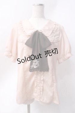 画像1: axes femme / シャドーストライプパフスリーブブラウス  ピンク Y-25-06-20-025-AX-BL-SZ-ZY