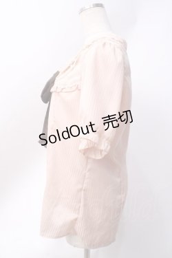 画像2: axes femme / シャドーストライプパフスリーブブラウス  ピンク Y-25-06-20-025-AX-BL-SZ-ZY