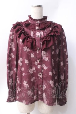 画像1: axes femme / レトロオーナメントバラ柄ブラウス  ワイン Y-25-06-20-027-AX-BL-SZ-ZY