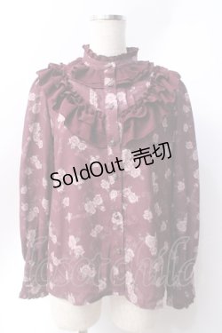 画像1: axes femme / レトロオーナメントバラ柄ブラウス  ワイン Y-25-06-20-027-AX-BL-SZ-ZI