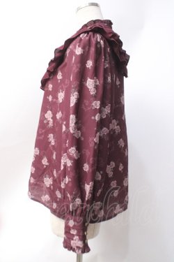 画像2: axes femme / レトロオーナメントバラ柄ブラウス  ワイン Y-25-06-20-027-AX-BL-SZ-ZY