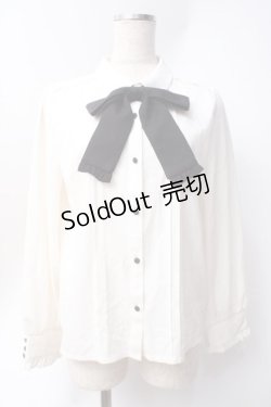 画像1: axes femme / リボンタイ付プチフリルブラウス  白 Y-25-06-20-028-AX-BL-SZ-ZY