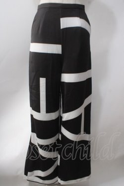 画像1: Melt the lady / large logo pants S ブラック×ホワイト Y-25-06-22-024-PU-PA-SZ-ZT190