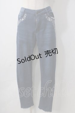 画像1: axes femme / レター刺繍デニムパギンス L インディゴ Y-25-06-24-036-AX-PA-SZ-ZT190