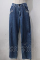 axes femme / 花×小鳥刺繍ストレートデニム L ウォッシュ Y-25-06-24-037-AX-PA-SZ-ZT0621Y