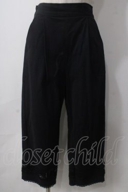 画像1: axes femme / レース切替麻調コットンパンツ L 黒 Y-25-06-24-038-AX-PA-SZ-ZT338