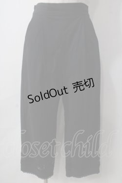 画像1: axes femme / レース切替麻調コットンパンツ L 黒 Y-25-06-24-038-AX-PA-SZ-ZT338