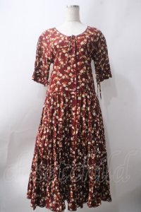 PINK HOUSE /ハートチェーンフラワーフリルワンピース F ボルドー Y-25-06-24-004-LO-OP-SZ-ZY