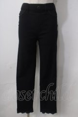 axes femme / 裾レースストレッチパンツ  黒 Y-25-06-24-042-AX-PA-SZ-ZT338