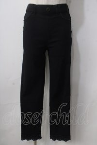 axes femme / 裾レースストレッチパンツ  黒 Y-25-06-24-042-AX-PA-SZ-ZT338