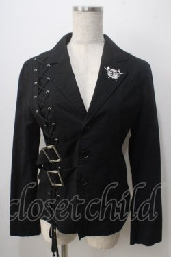 画像1: PUTUMAYO /  刺繍編み上げジャケット  黒 Y-25-06-24-055-PT-JA-SZ-ZY