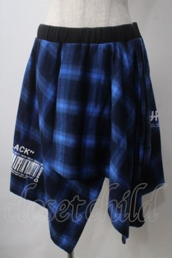 画像1: JURY BLACK / LOGO×CODEフェイク巻きスカート  ブルー Y-25-06-24-059-GL-SK-SZ-ZT333