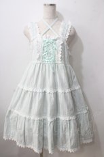 画像1: BABY,THE STARS SHINE BRIGHT / からみ3段ティアードジャンパースカート  ミント Y-25-06-24-096-BA-OP-SZ-ZY (1)