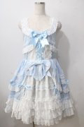 BABY,THE STARS SHINE BRIGHT / 草原のお花摘みの少女ジャンパースカート  サックス×白 Y-25-06-24-097-BA-OP-SZ-ZY