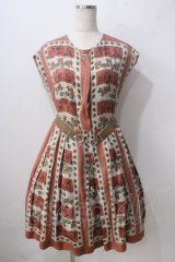 Jane Marple / WinterSquirrelプリントのスペアカラー付きドレス M ピンク Y-25-06-24-010-JM-OP-SZ-ZT457