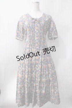 画像1: PINK HOUSE / お花総柄ワンピース  青 Y-25-06-24-003-LO-OP-SZ-ZT030